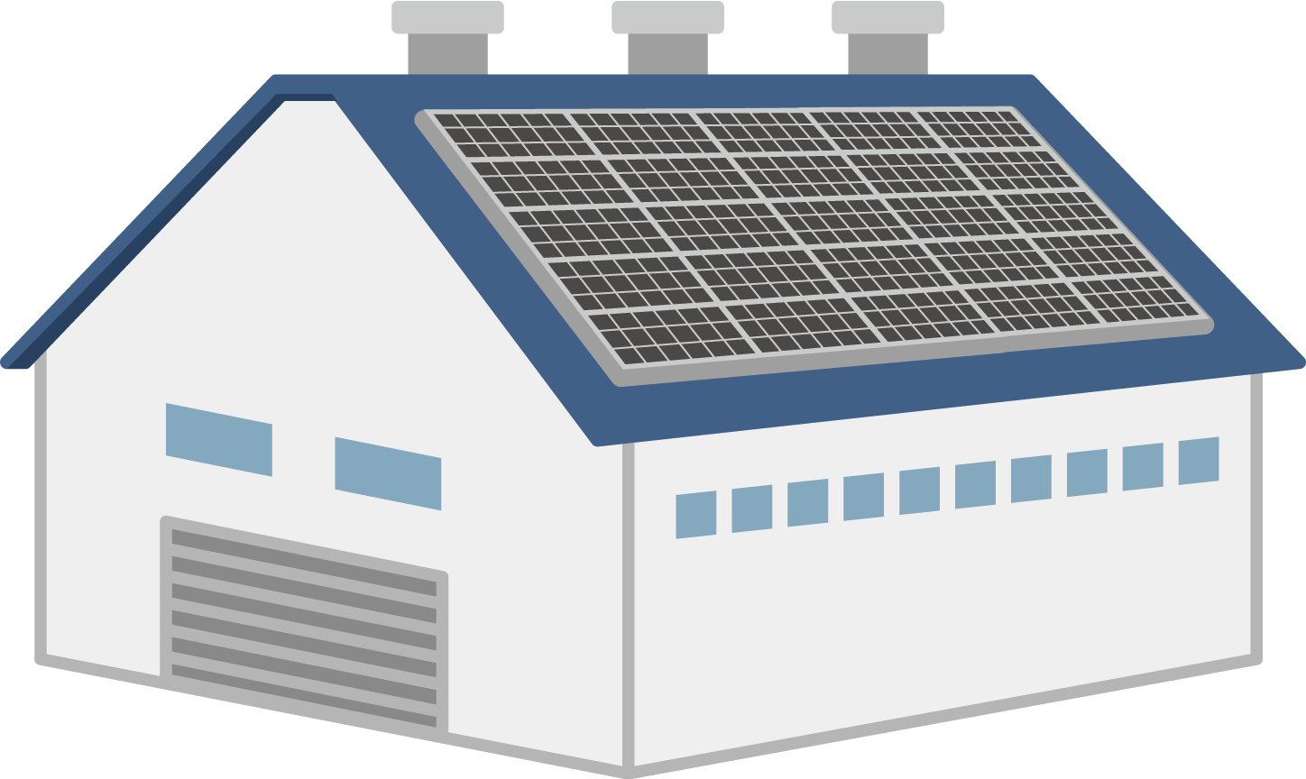 工場の屋根に置く太陽光発電設備のイメージ